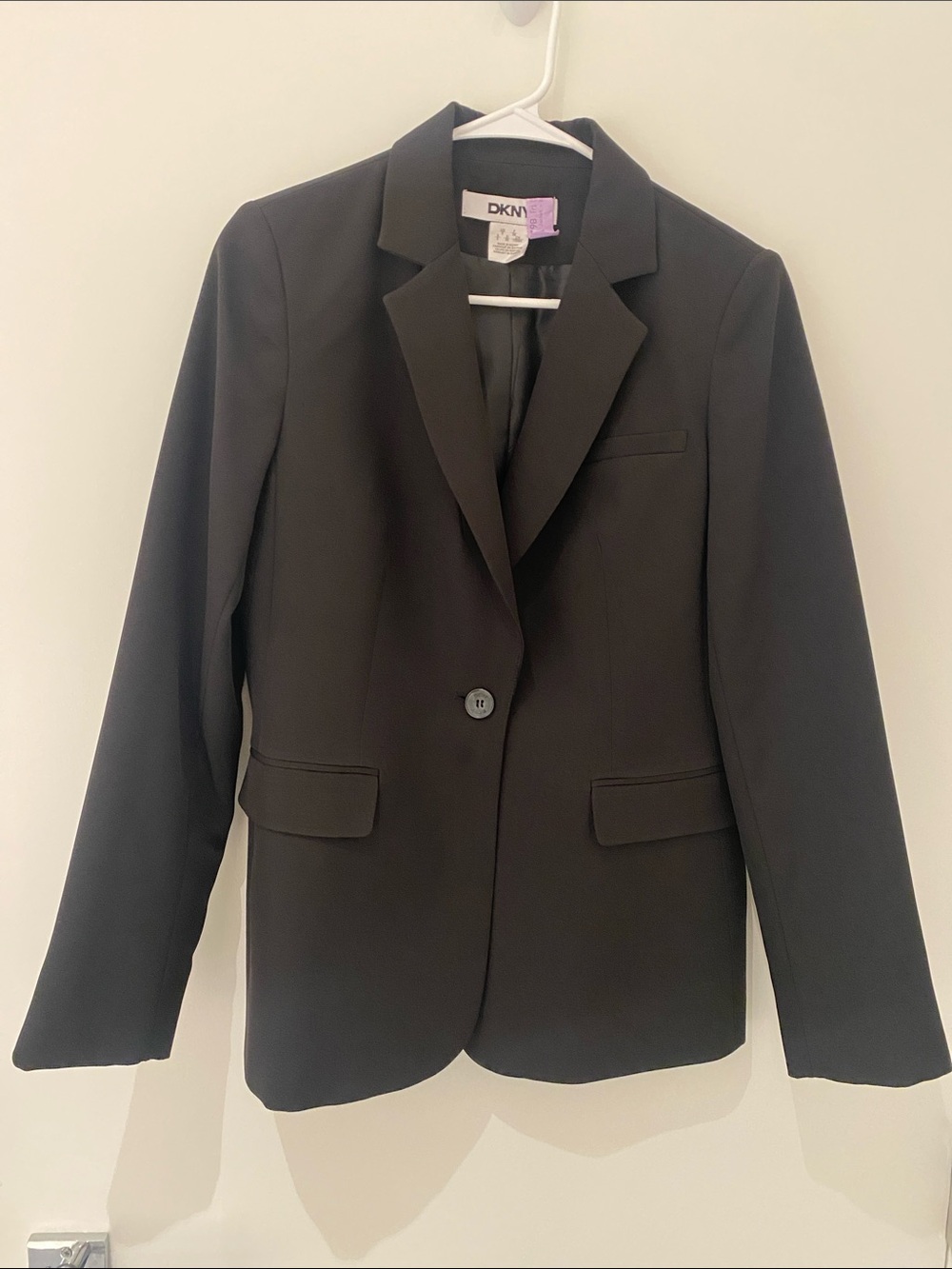 Like New DKNY Classic Single Button Black Blazer Size  6